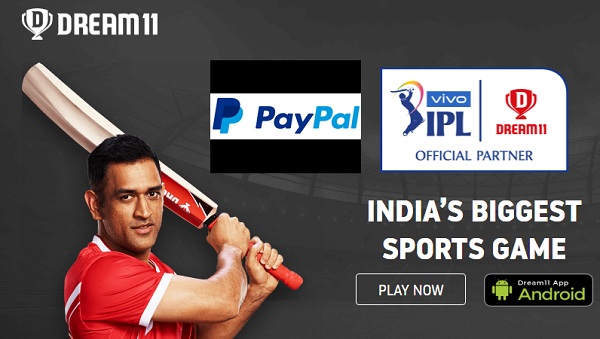 India Desire : Dream11 Paypal Offers- Get 50% Cashback Upto Rs 350 On Add Money In Dream11 Via Paypal